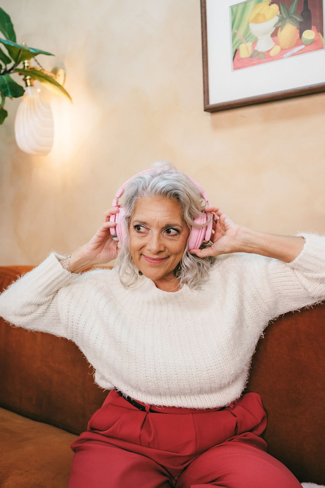 Misty with podcast headphones